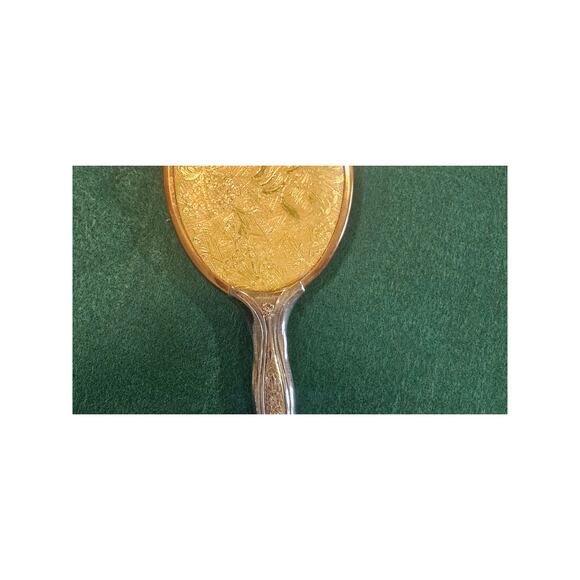 Vintage Handheld Vanity Gold Tone Hairbrush Made in U.S.A - Picture 6 of 11